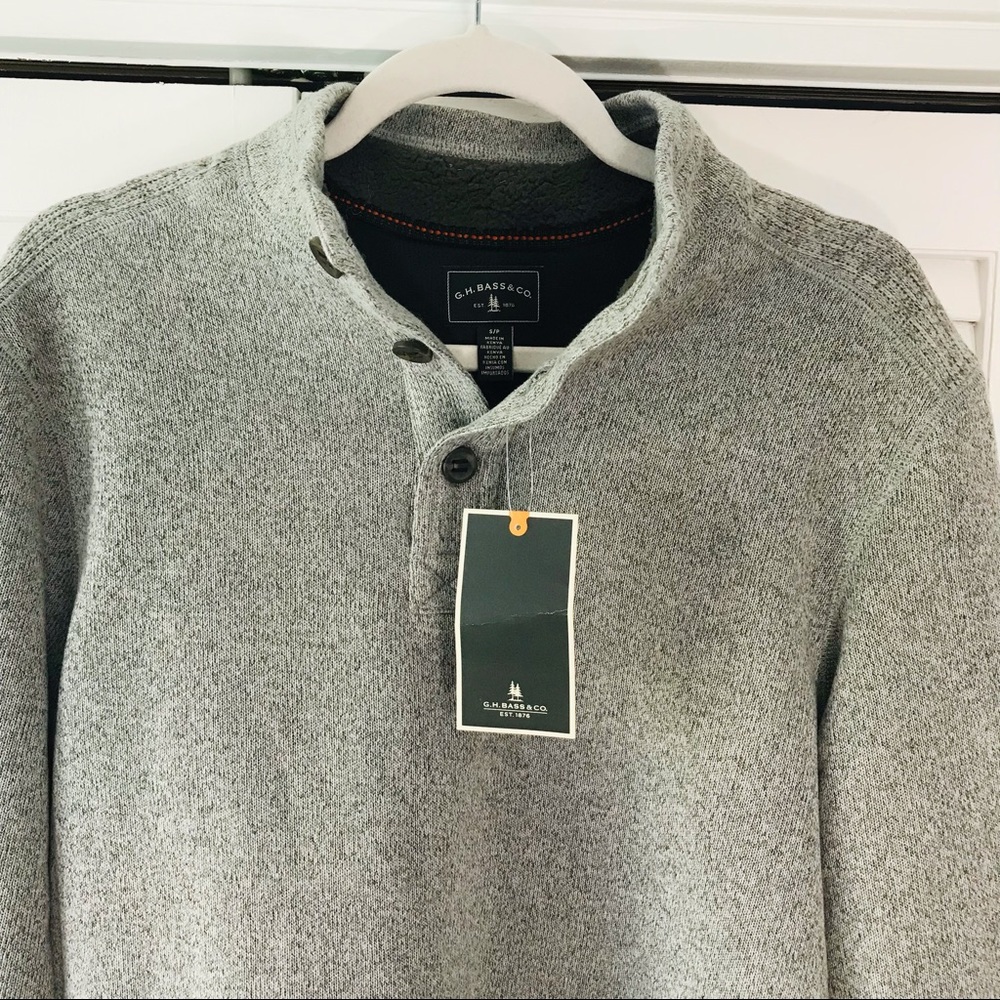 G.H. BASS & CO. Gray V-Neck Button Sweater Size S - Picture 3 of 10